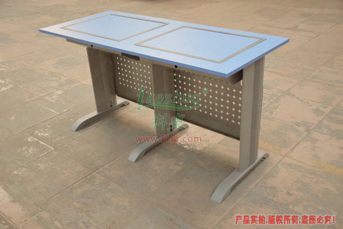 科桌家具,翻转电脑桌,双人金属脚架手动箱体翻转电脑桌 科桌家具,翻转电脑桌,双人金属脚架手动箱体翻转电脑桌