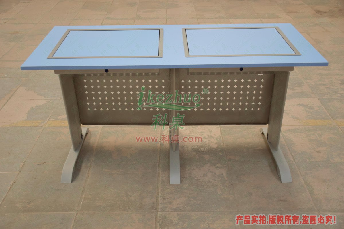 科桌家具,翻转电脑桌,双人金属脚架手动箱体翻转电脑桌 科桌家具,翻转电脑桌,双人金属脚架手动箱体翻转电脑桌