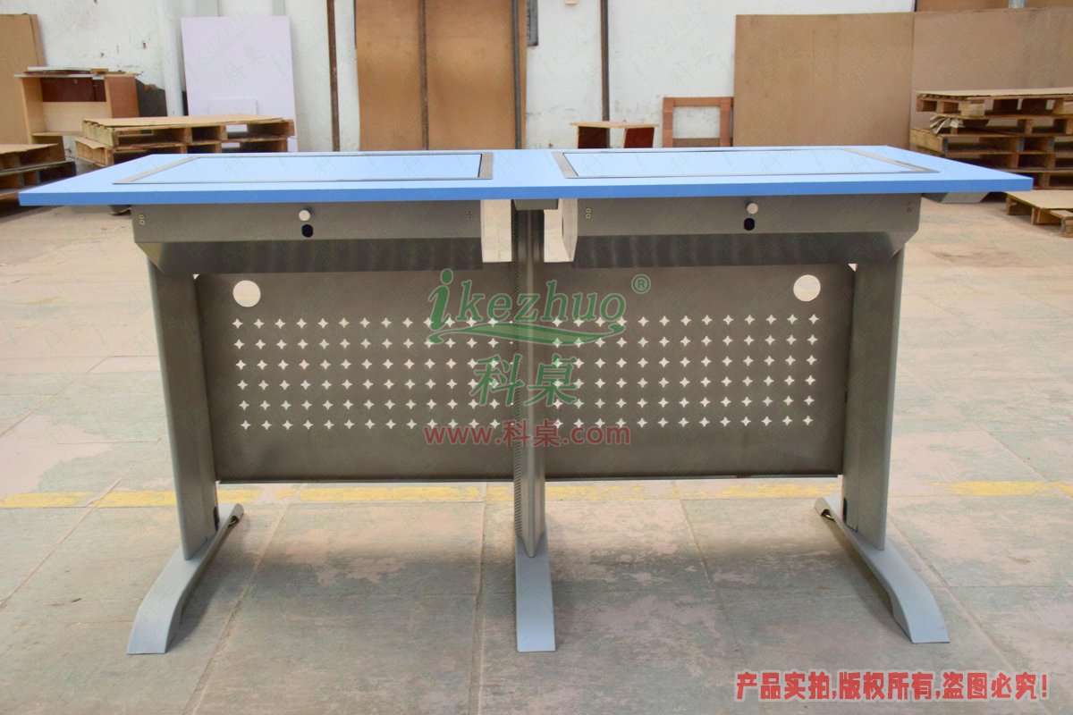 科桌家具,翻转电脑桌,双人金属脚架手动箱体翻转电脑桌 科桌家具,翻转电脑桌,双人金属脚架手动箱体翻转电脑桌