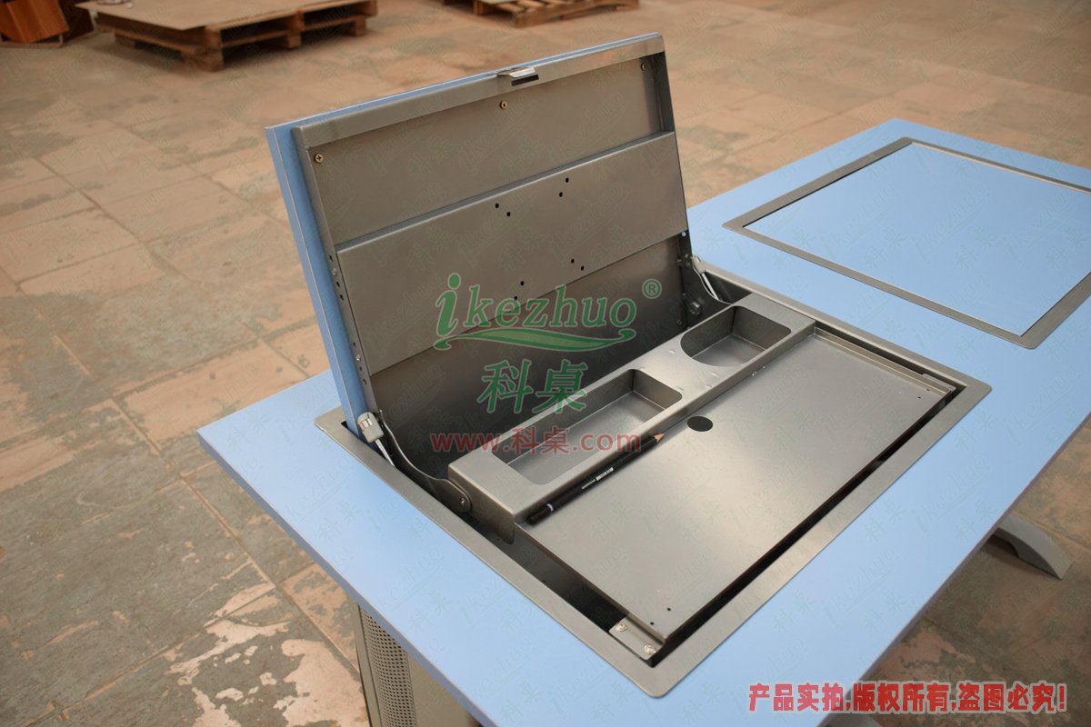 科桌家具,翻转电脑桌,双人金属脚架手动箱体翻转电脑桌 科桌家具,翻转电脑桌,双人金属脚架手动箱体翻转电脑桌