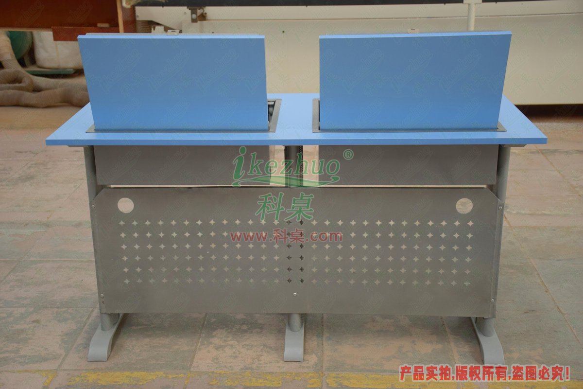 科桌家具,翻转电脑桌,双人金属脚架手动箱体翻转电脑桌 科桌家具,翻转电脑桌,双人金属脚架手动箱体翻转电脑桌